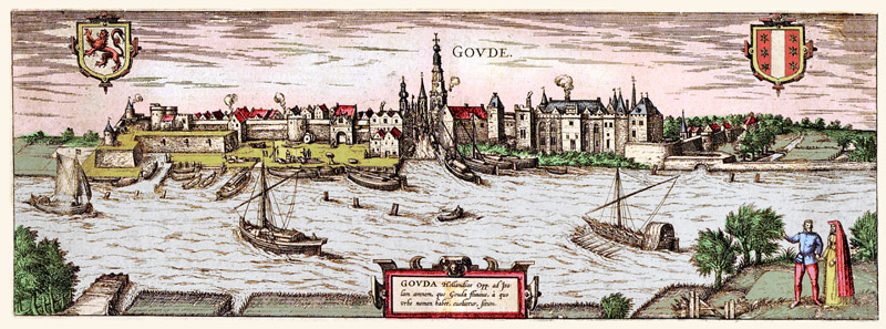 Gezicht op Gouda 1573 Hogenberg